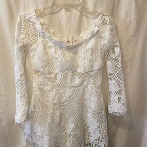 Red Dress Boutique White Lace Romper. Size S.